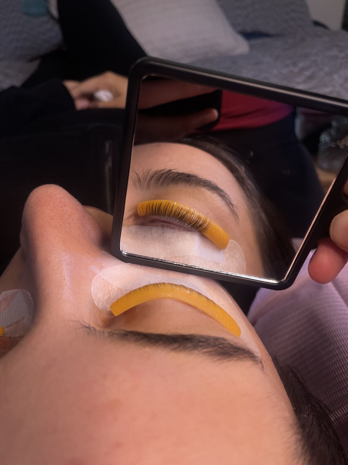 Lash lift and tint with shields and tinting brush